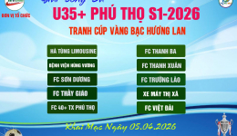 GIẢI BÓNG ĐÁ U35+ PHÚ THỌ S1-2026 TRANH CUP VÀNG BẠC HƯƠNG LAN