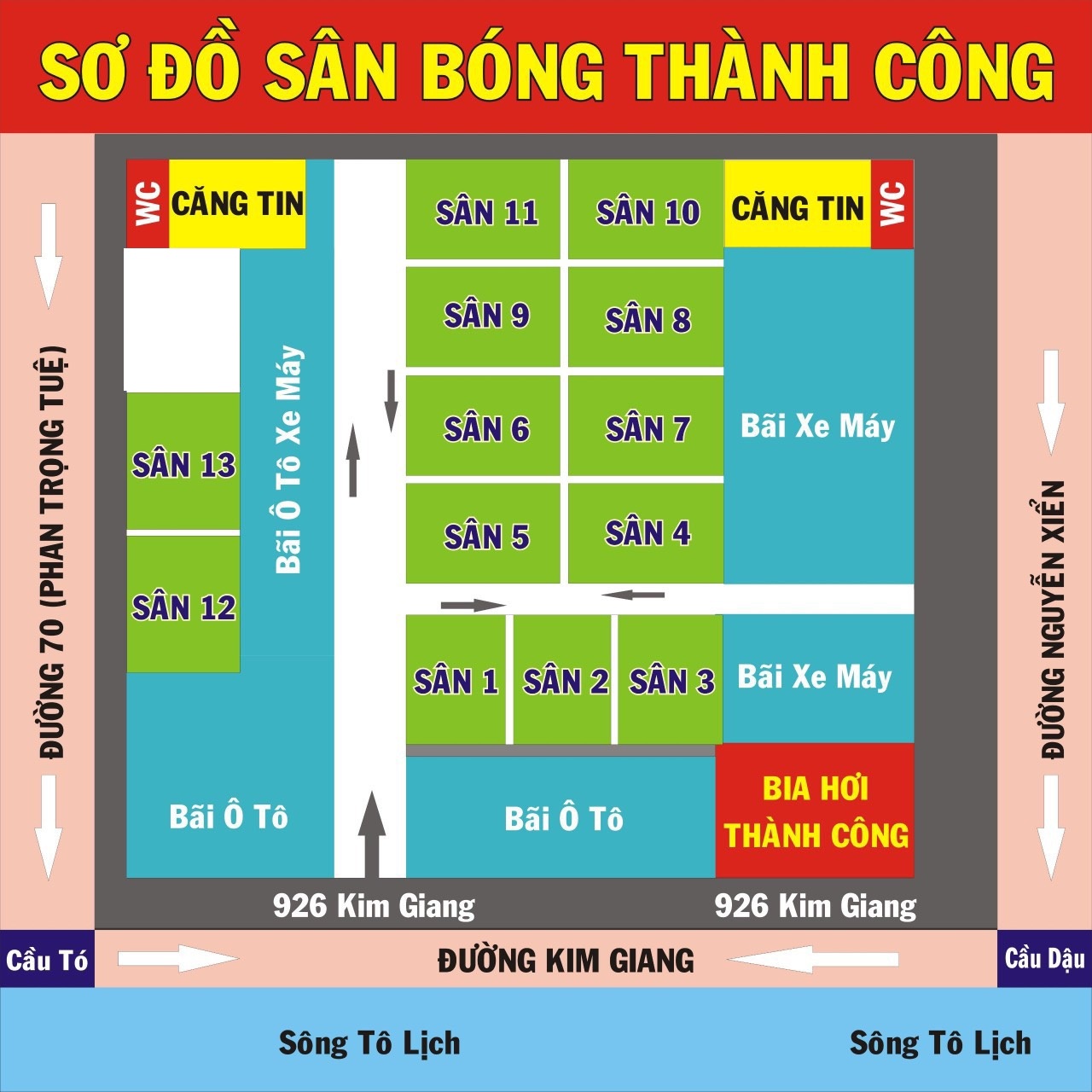 Bản đồ Sân bóng Thành Công